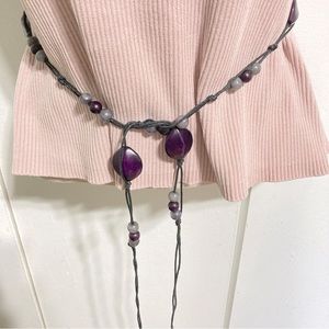 Boho Bohemian Long Beaded Self Tie Dress Tie Belt